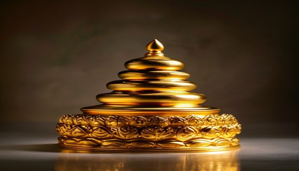 buddhist stupa golden in editorial style