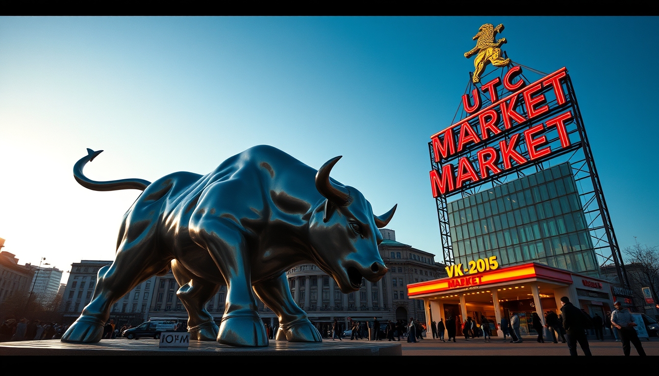 bull and bear market sculpture in editorial style