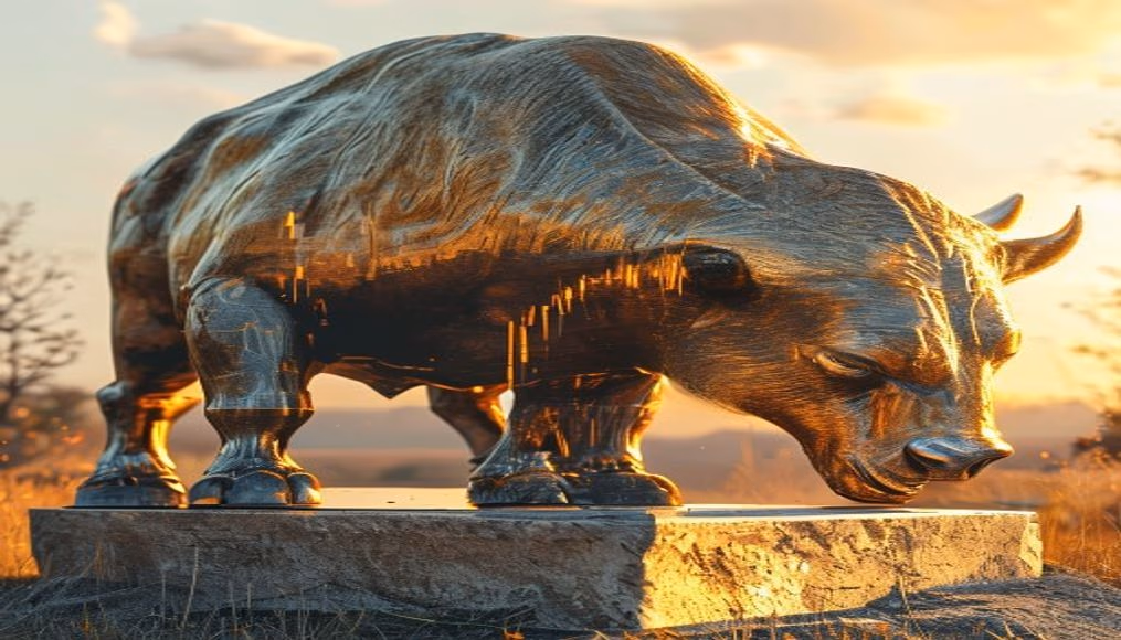 Bull and bear market sculpture em estilo editorial