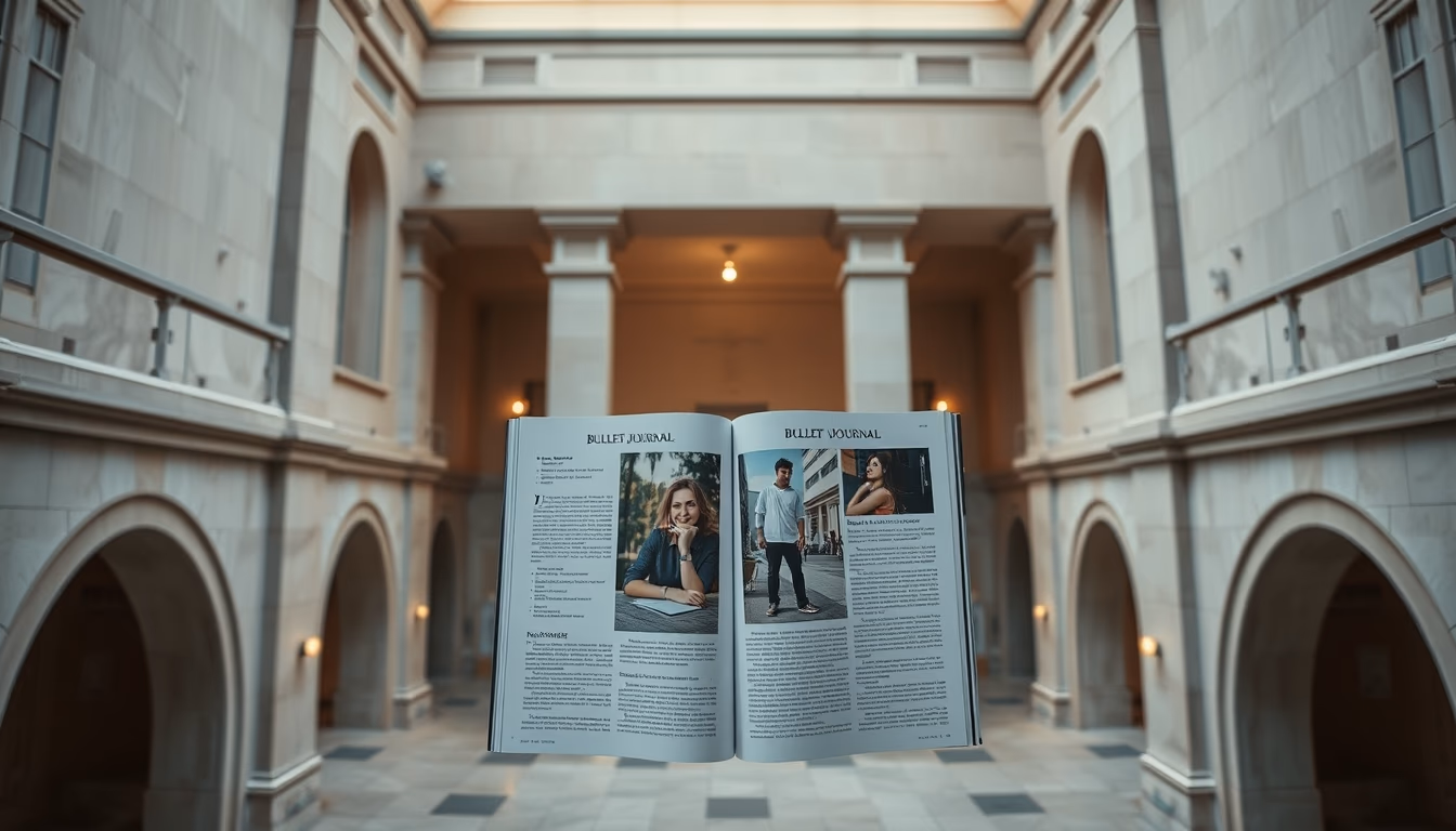 bullet journal opened in editorial style
