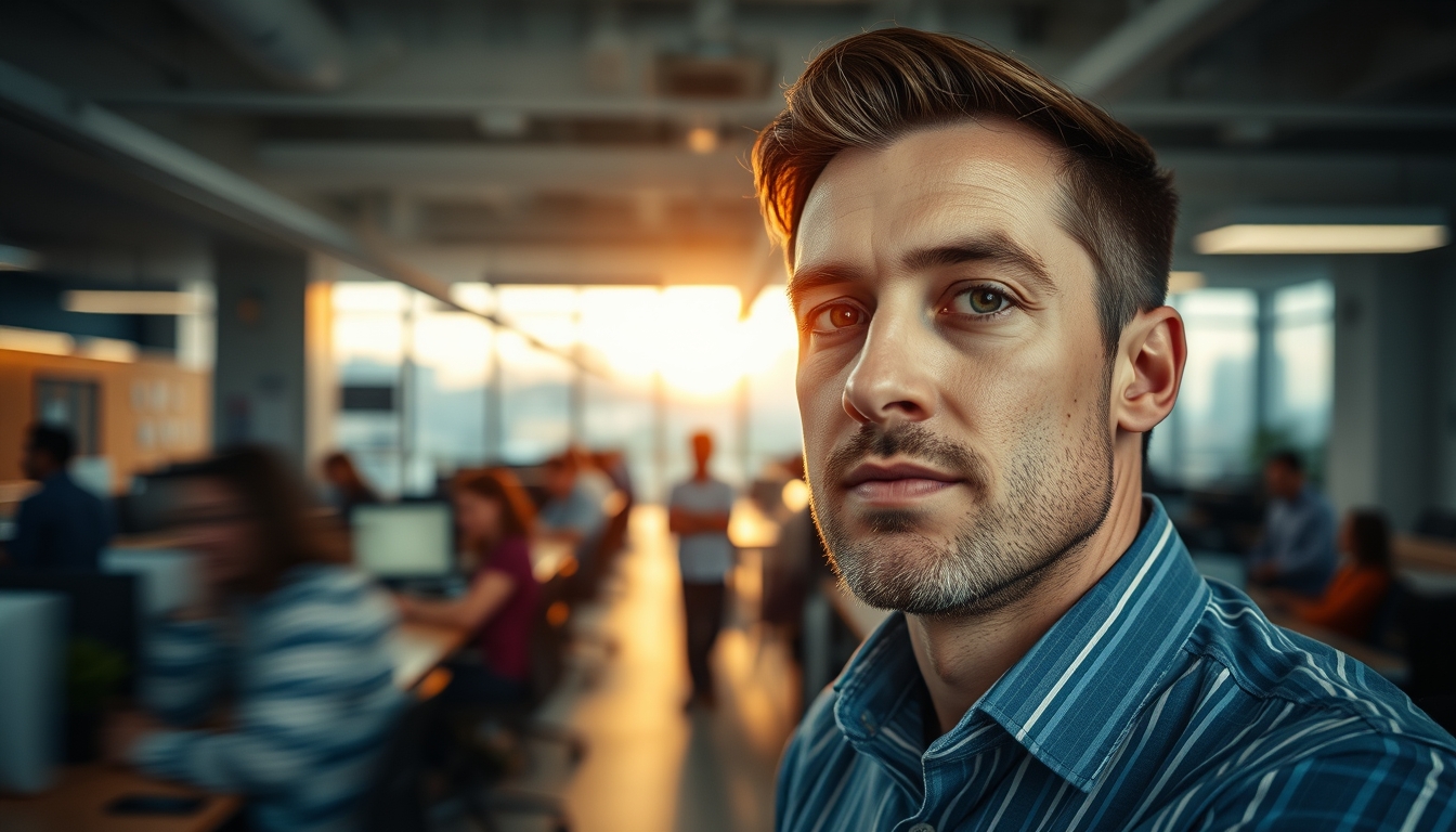 Busy open-plan office with motion blur of people working em estilo editorial