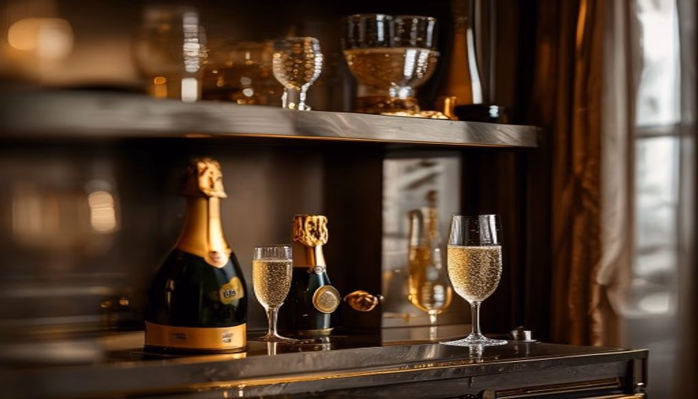 Butler pantry brass fixtures em fotografia editorial de luxo