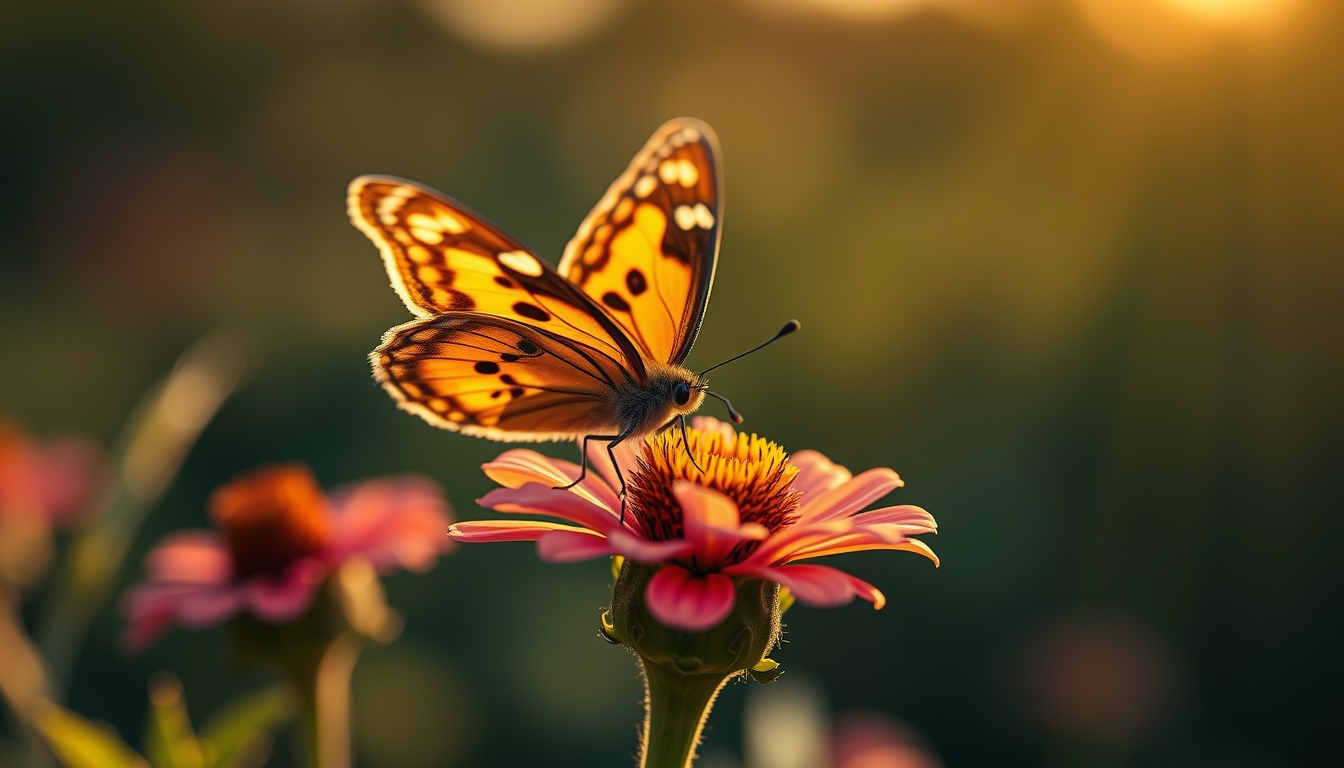 butterfly on flower macro in editorial style