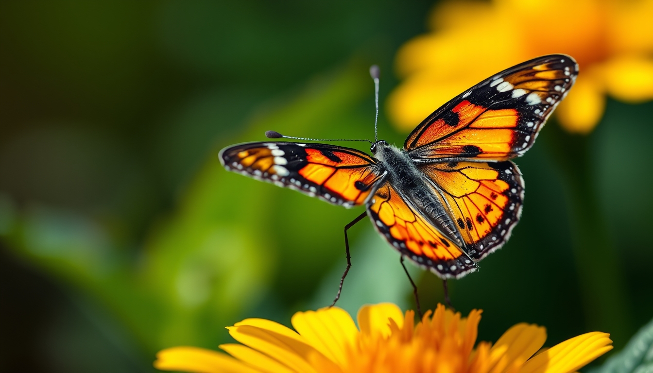 butterfly on flower macro in editorial style