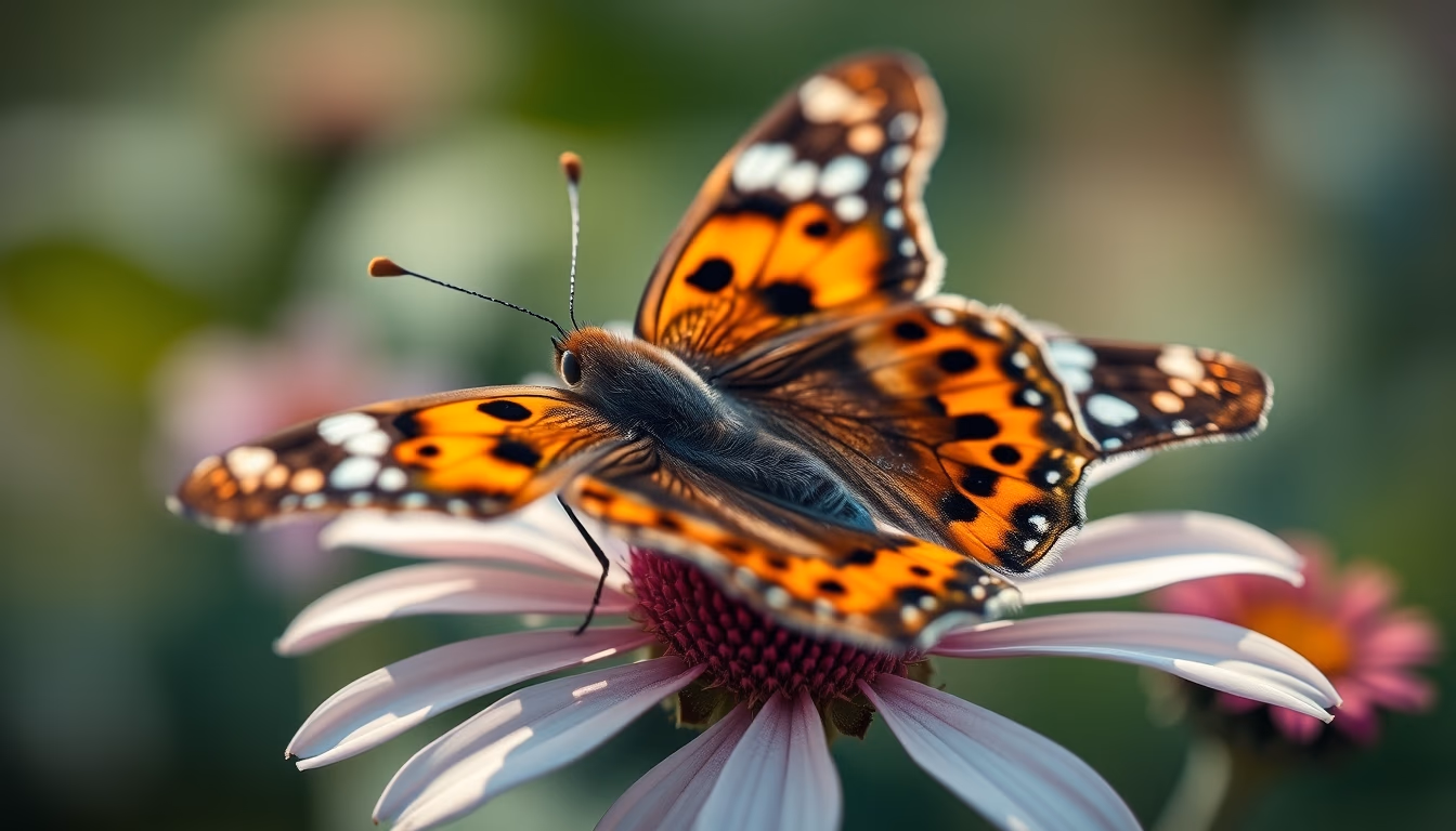 butterfly on flower macro in editorial style