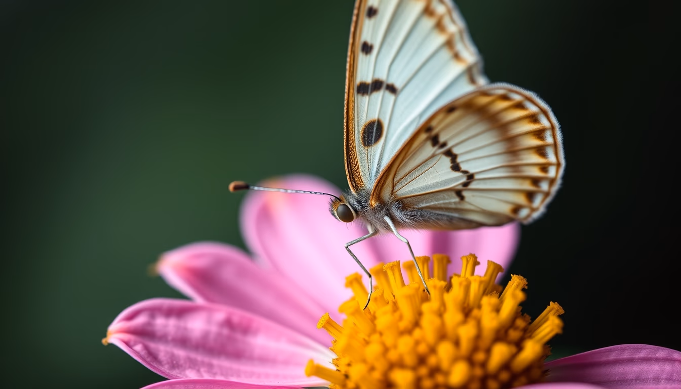 butterfly on flower macro in editorial style