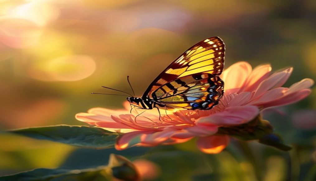 Butterfly on flower macro em estilo editorial
