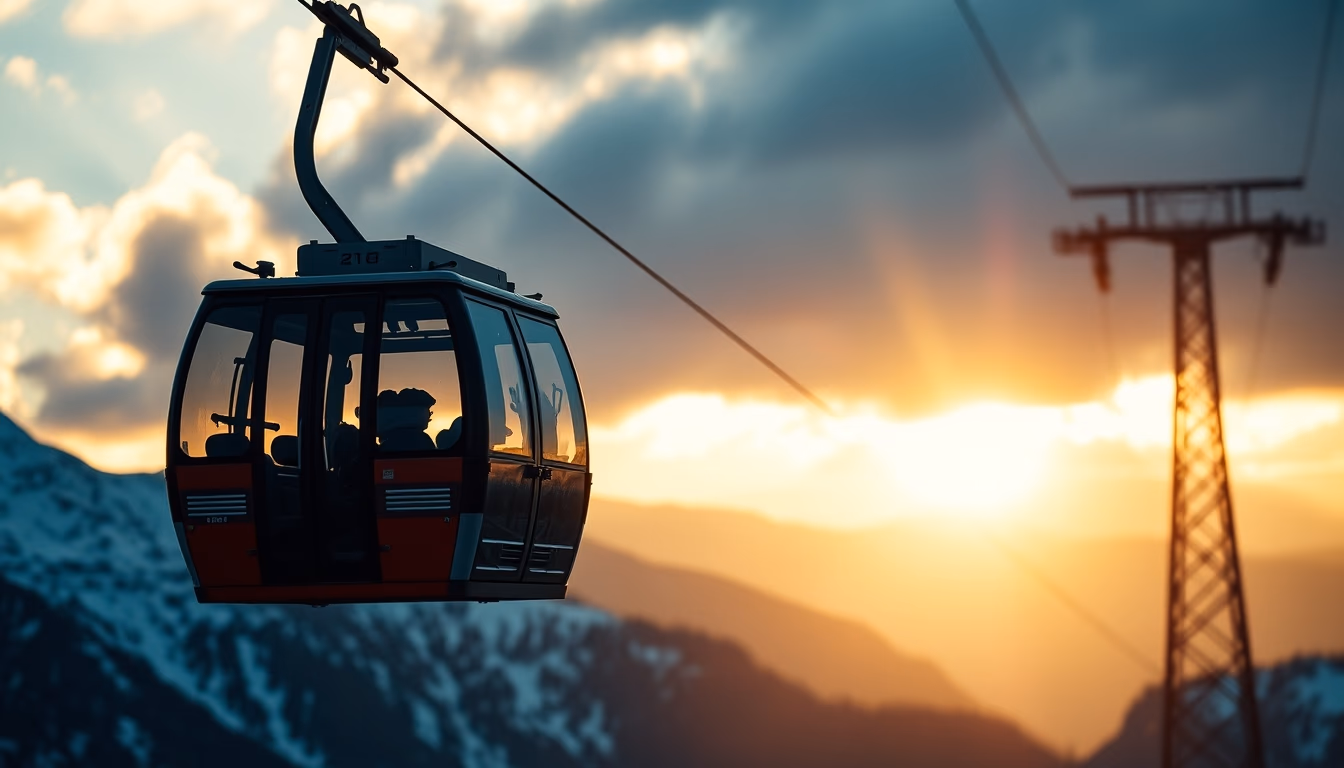 cable car alpine in editorial style
