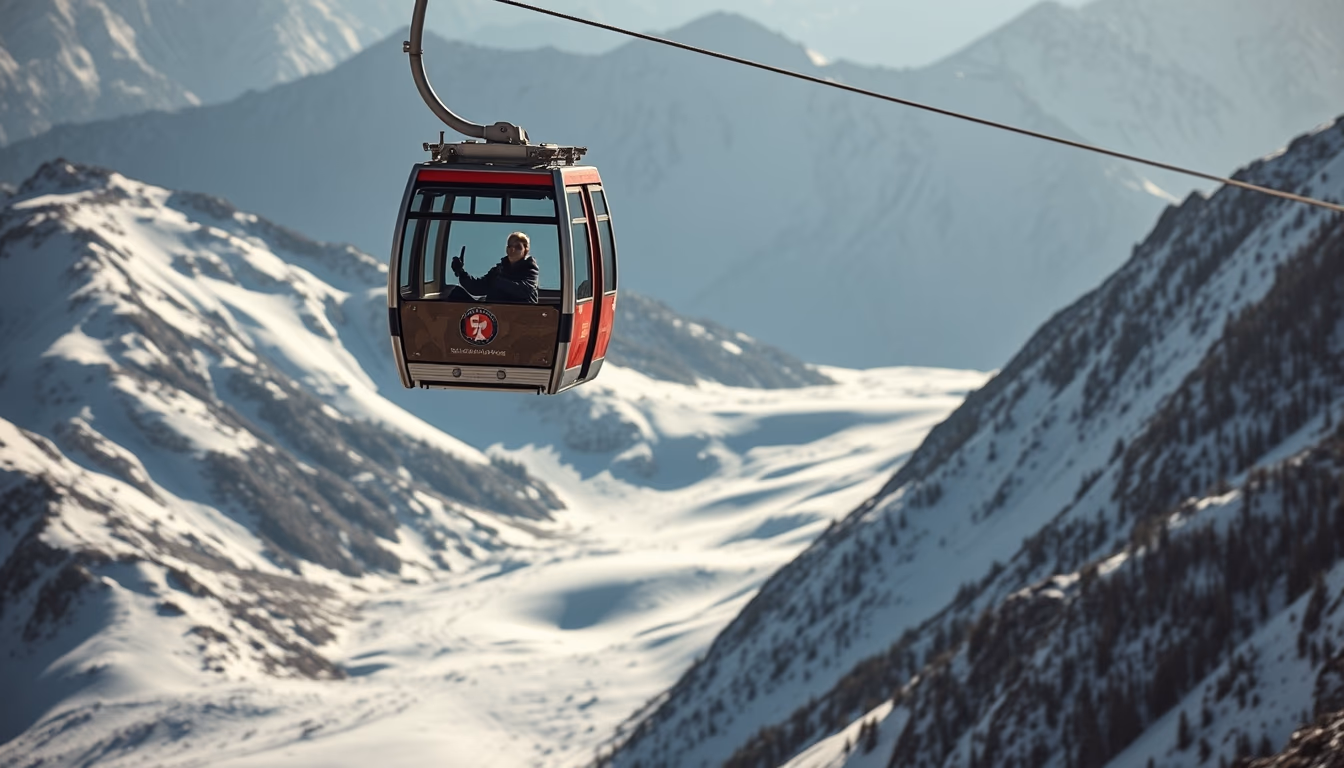cable car alpine in editorial style