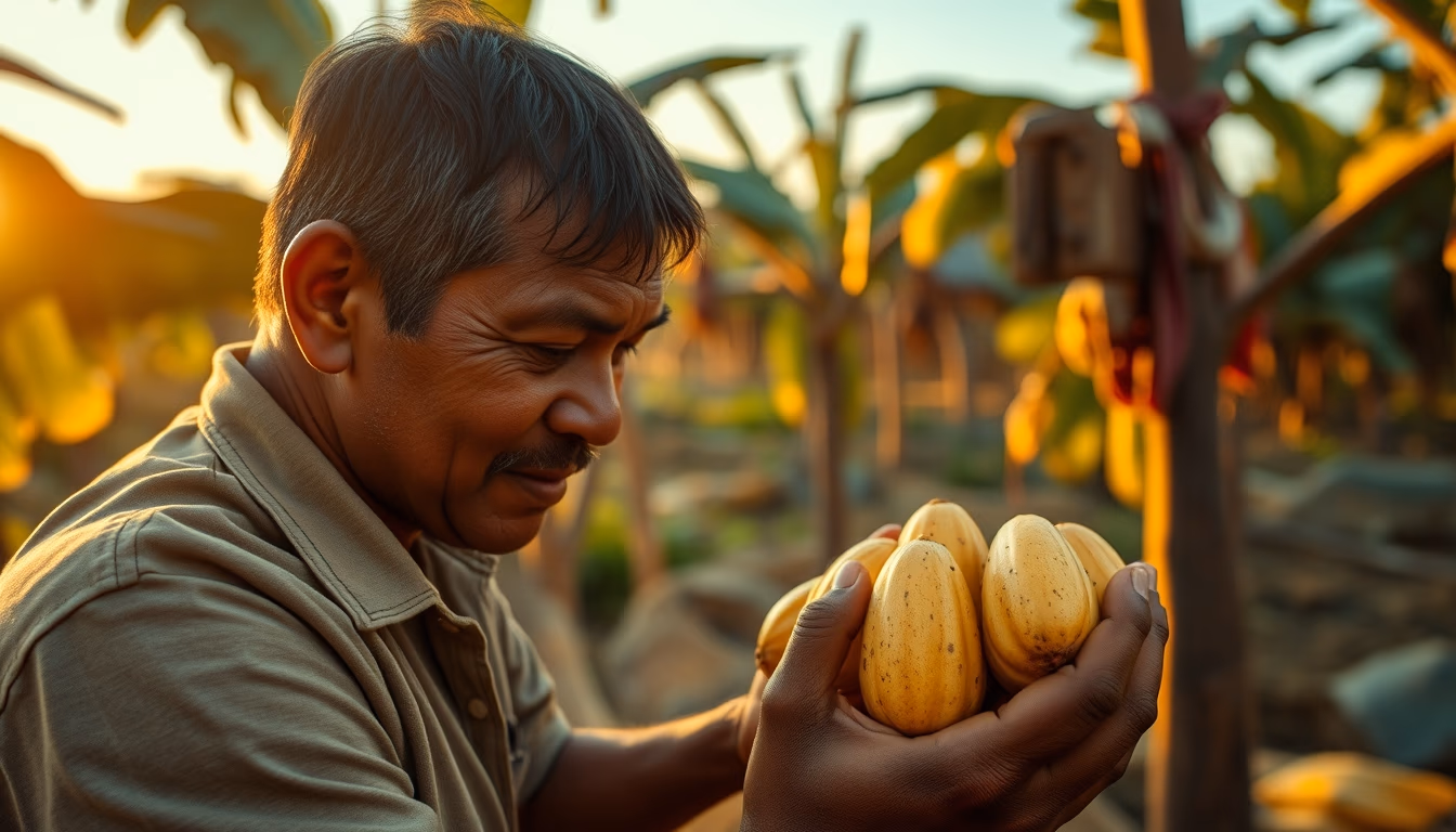 cacao pods harvested in editorial style