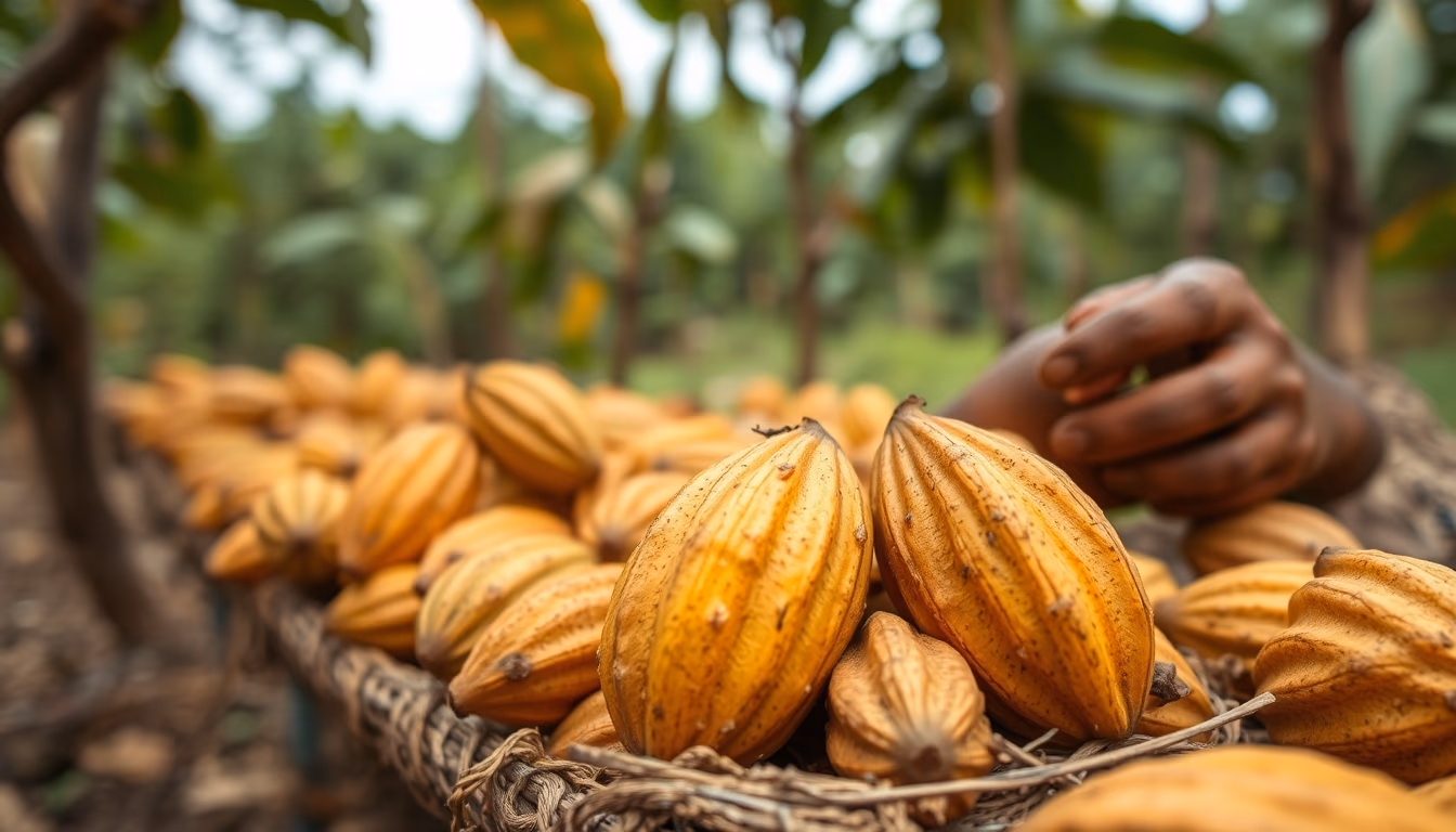 cacao pods harvested in editorial style