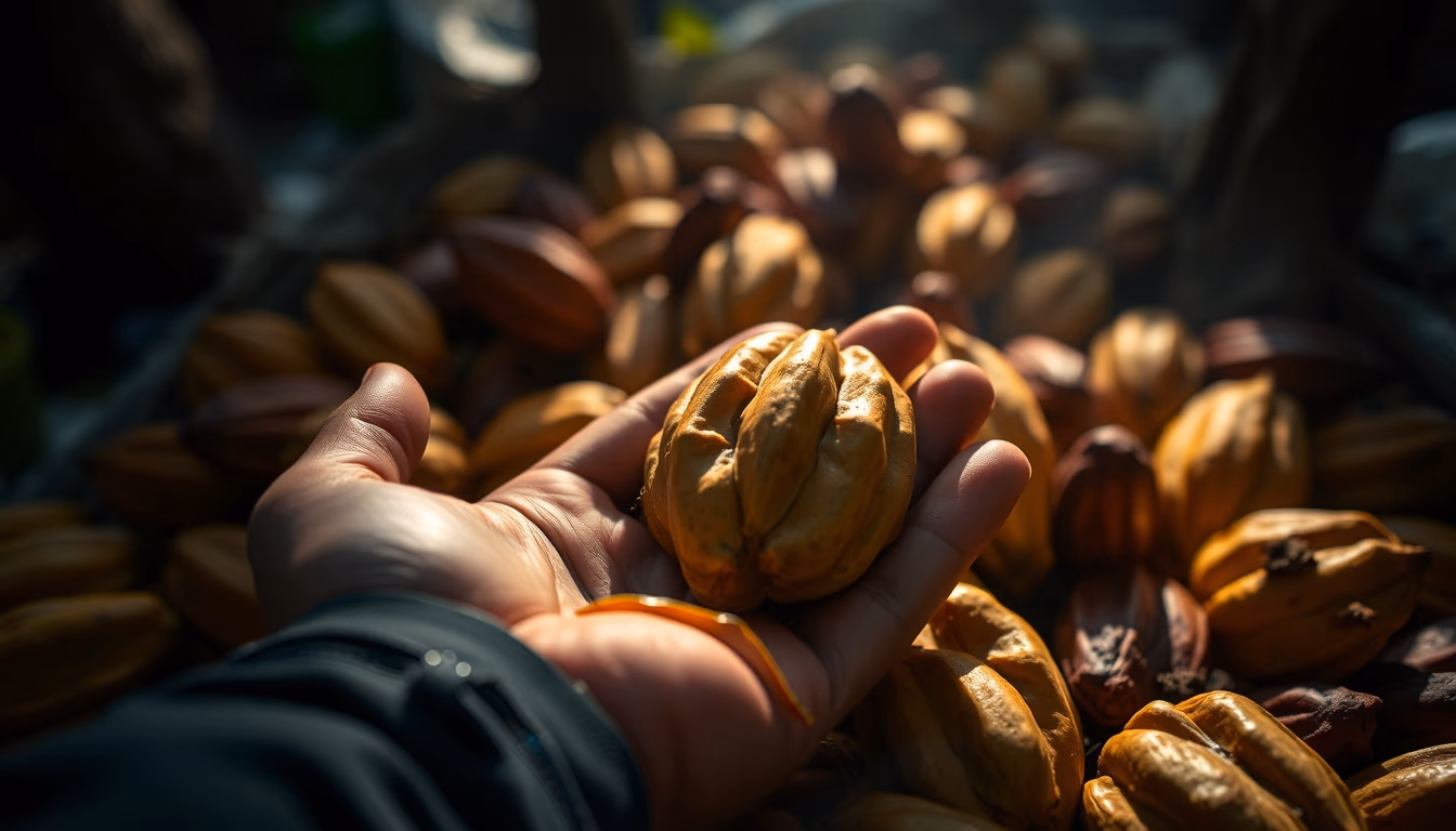 cacao pods harvested in editorial style