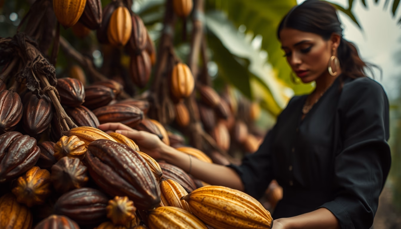 cacao pods harvested in editorial style