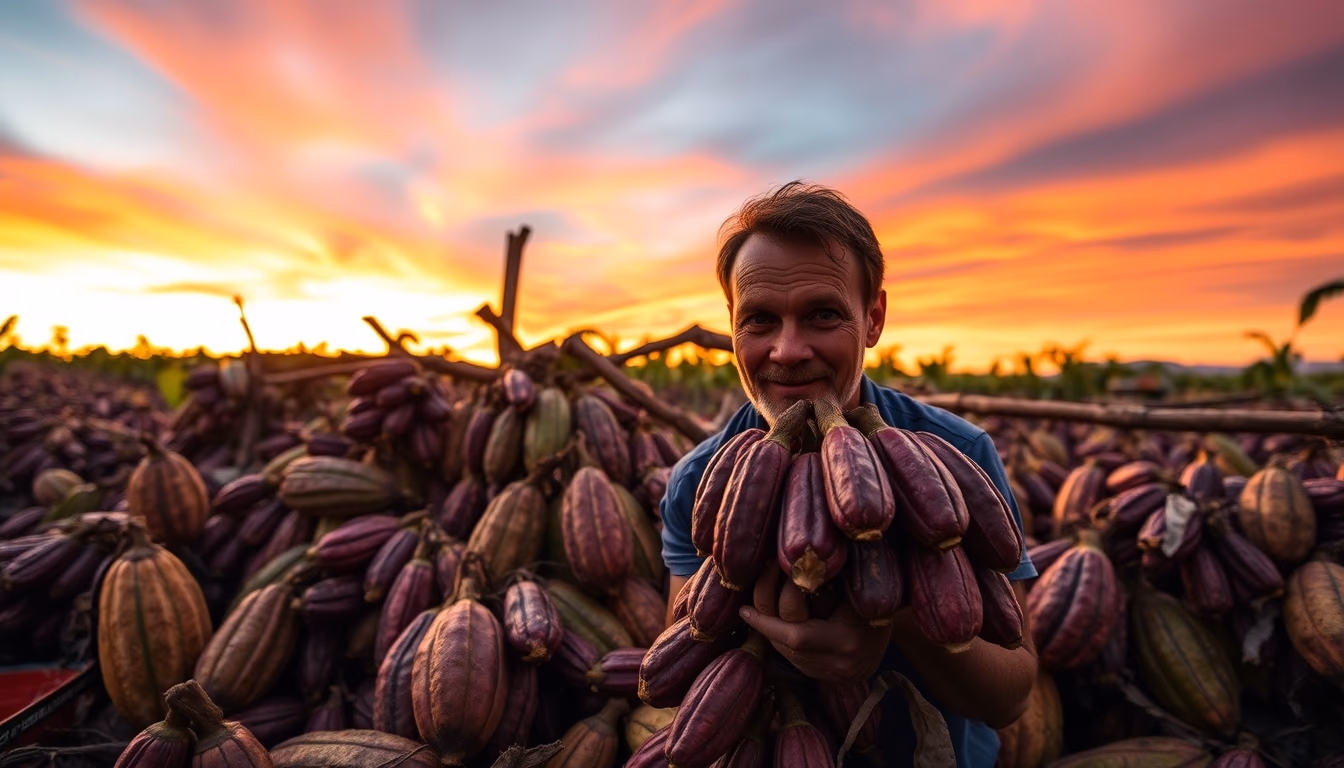 cacao pods harvested in editorial style