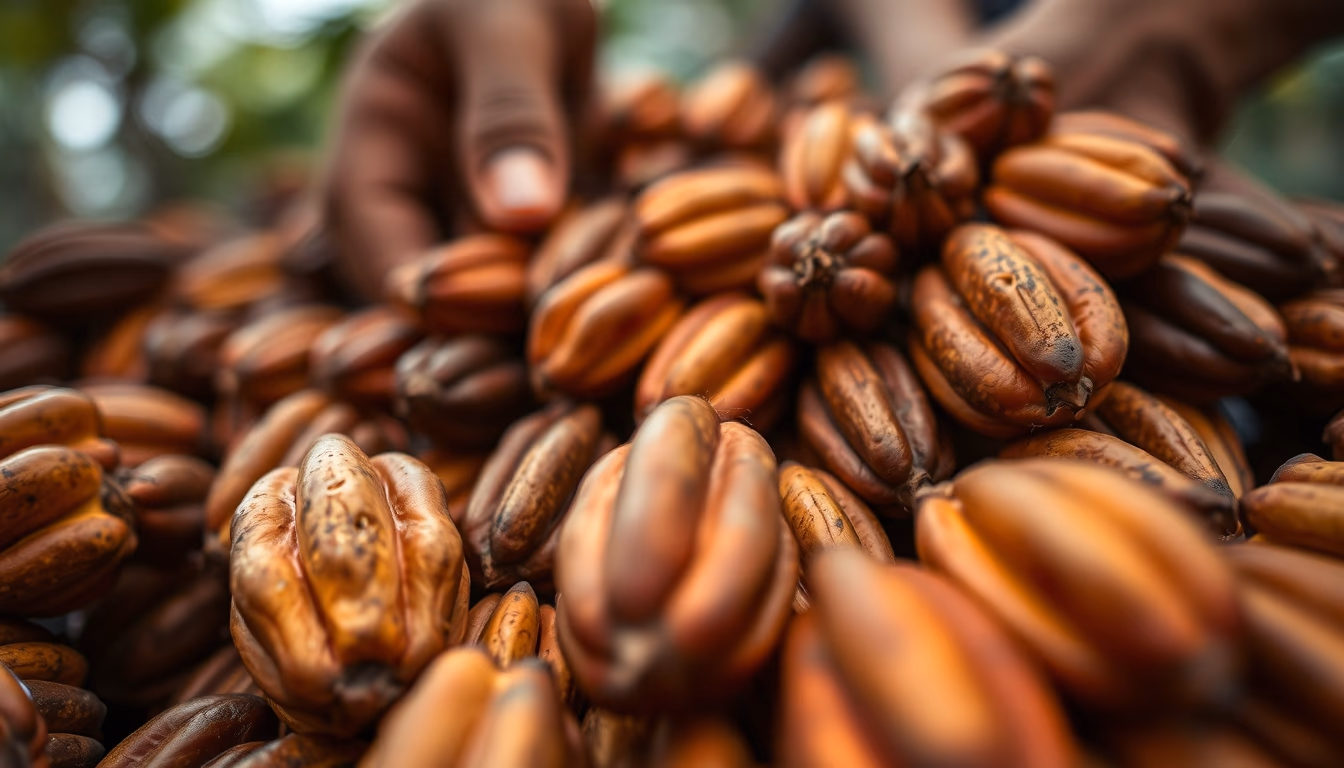 cacao pods harvested in editorial style