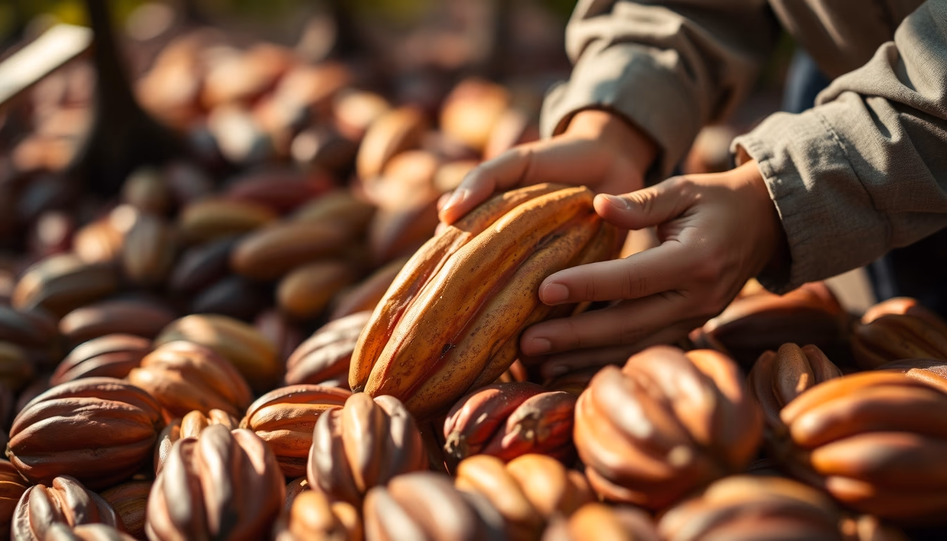 cacao pods harvested in editorial style