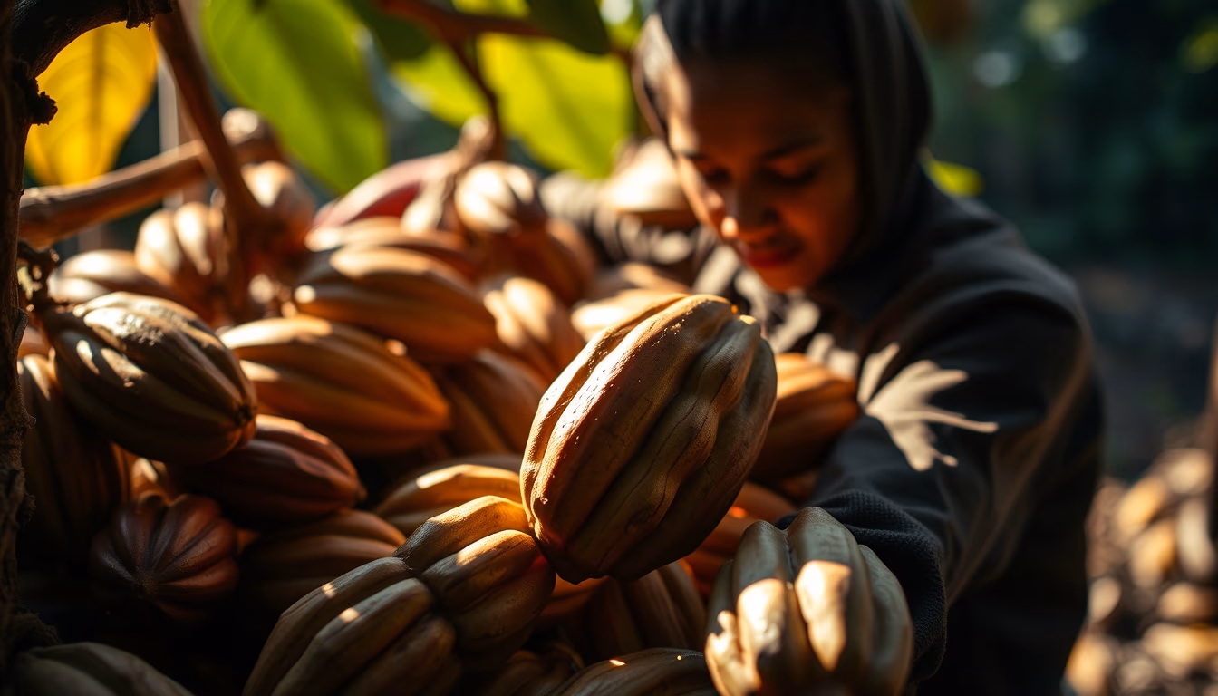 cacao pods harvested in editorial style