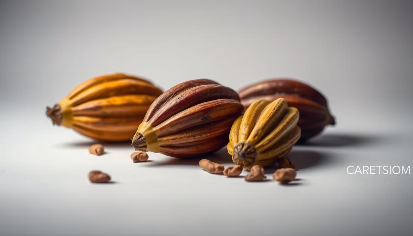 cacao pods harvested in editorial style