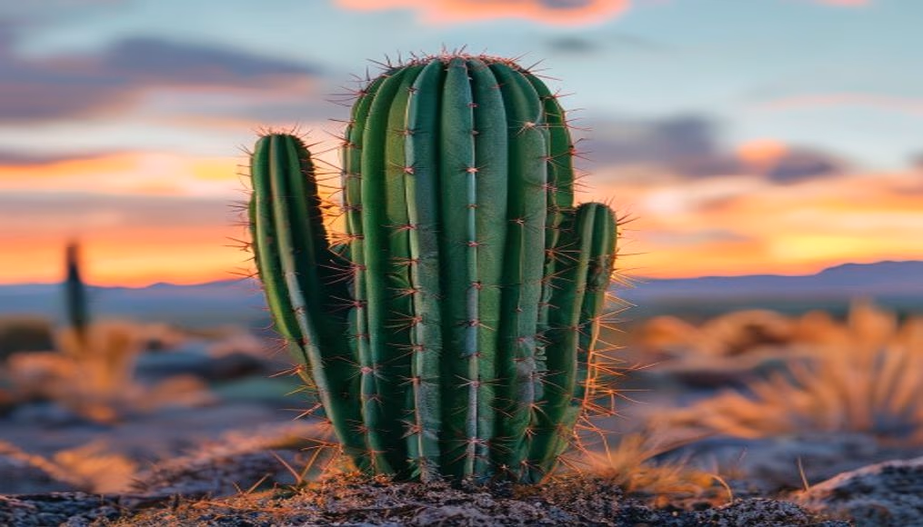 Cactus desert sunset em estilo editorial