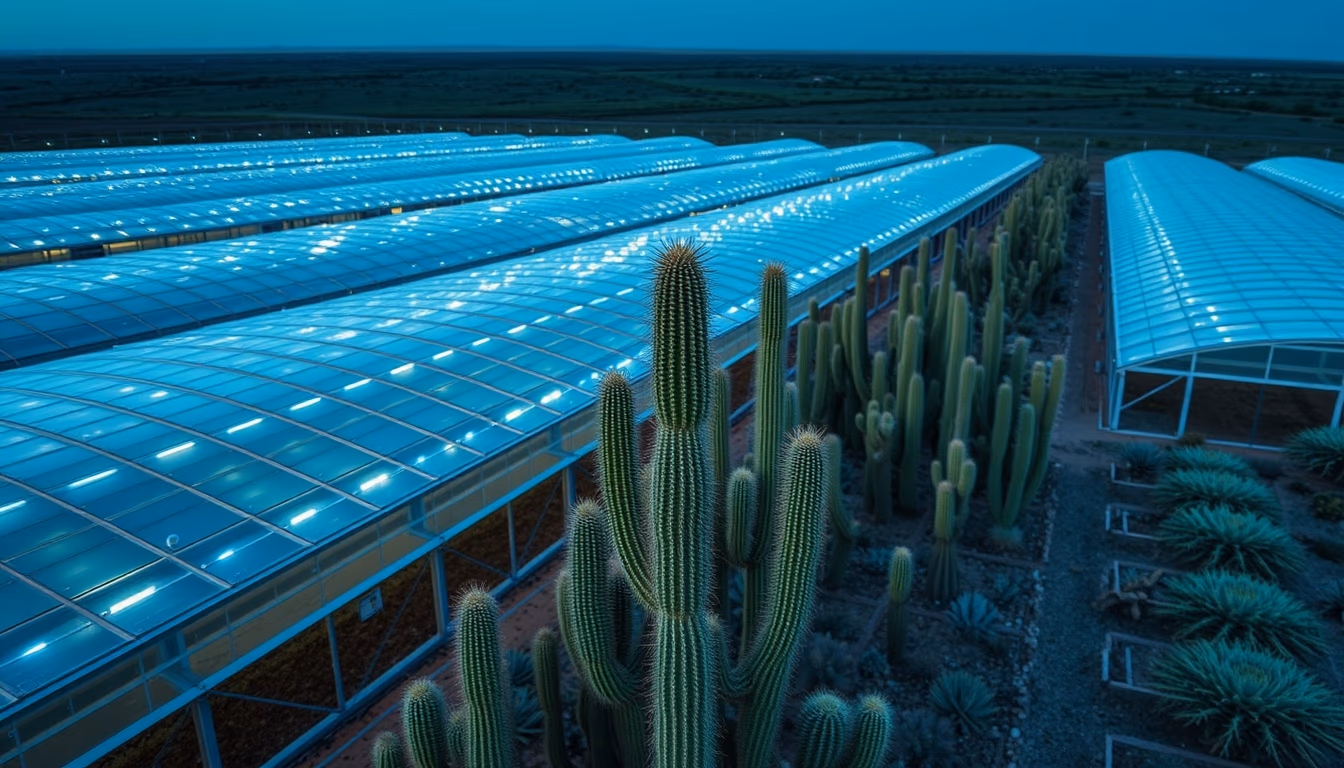 cactus greenhouse desert in editorial style