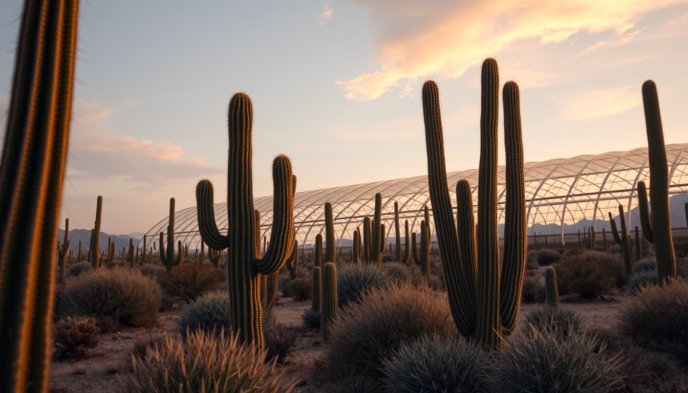 cactus greenhouse desert in editorial style