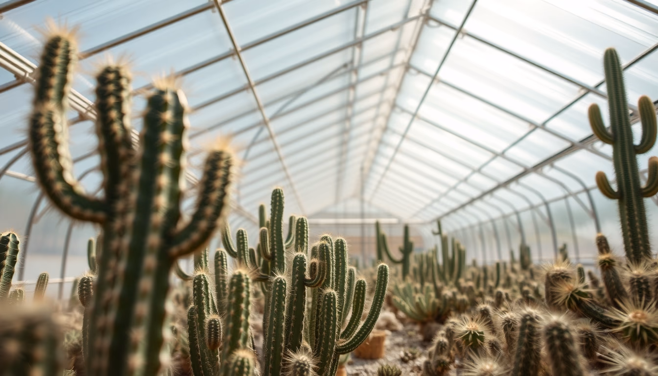cactus greenhouse desert in editorial style