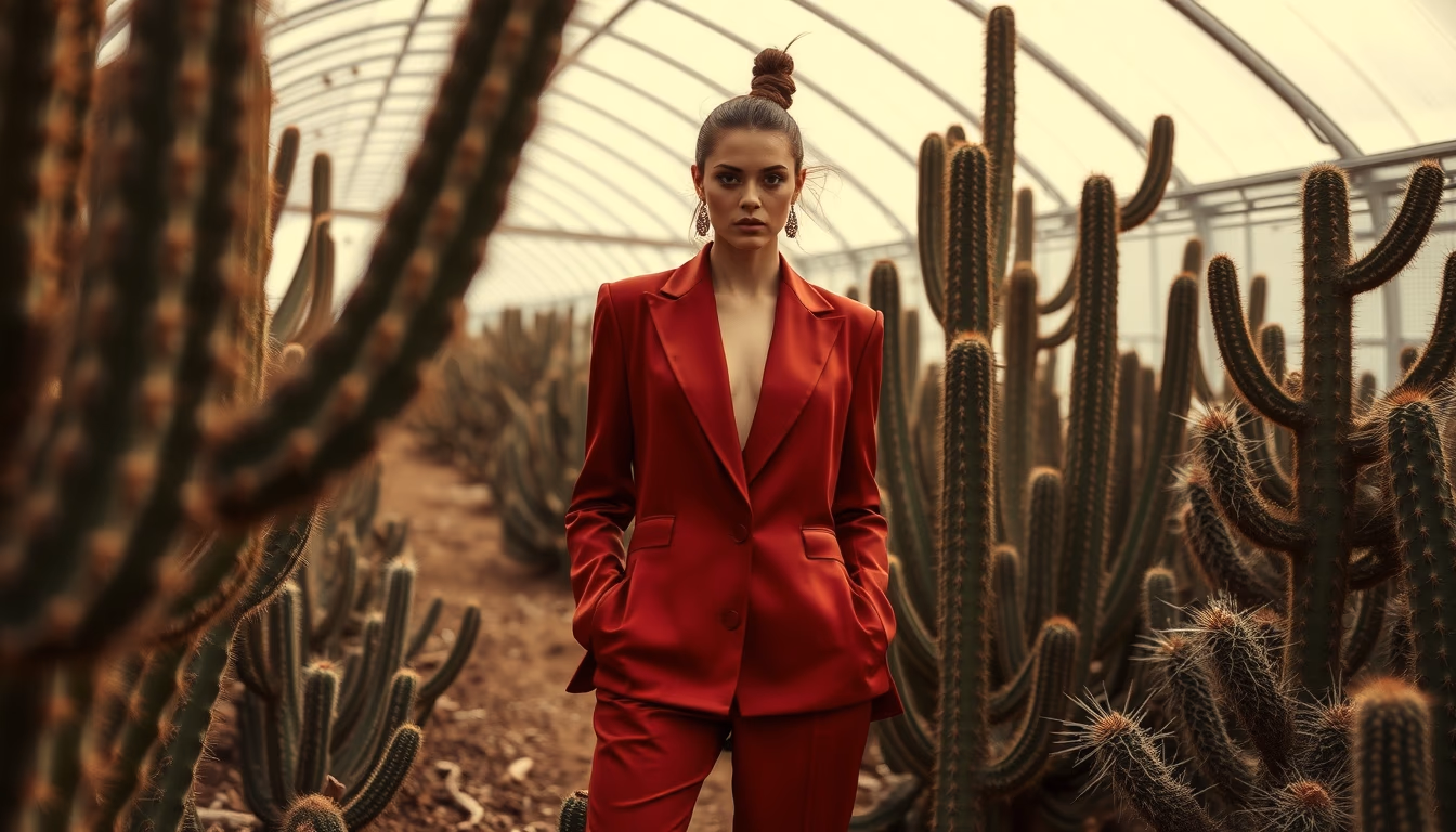 cactus greenhouse desert in editorial style