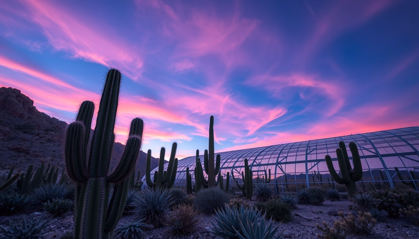 cactus greenhouse desert in editorial style