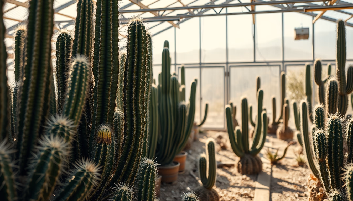 cactus greenhouse desert in editorial style
