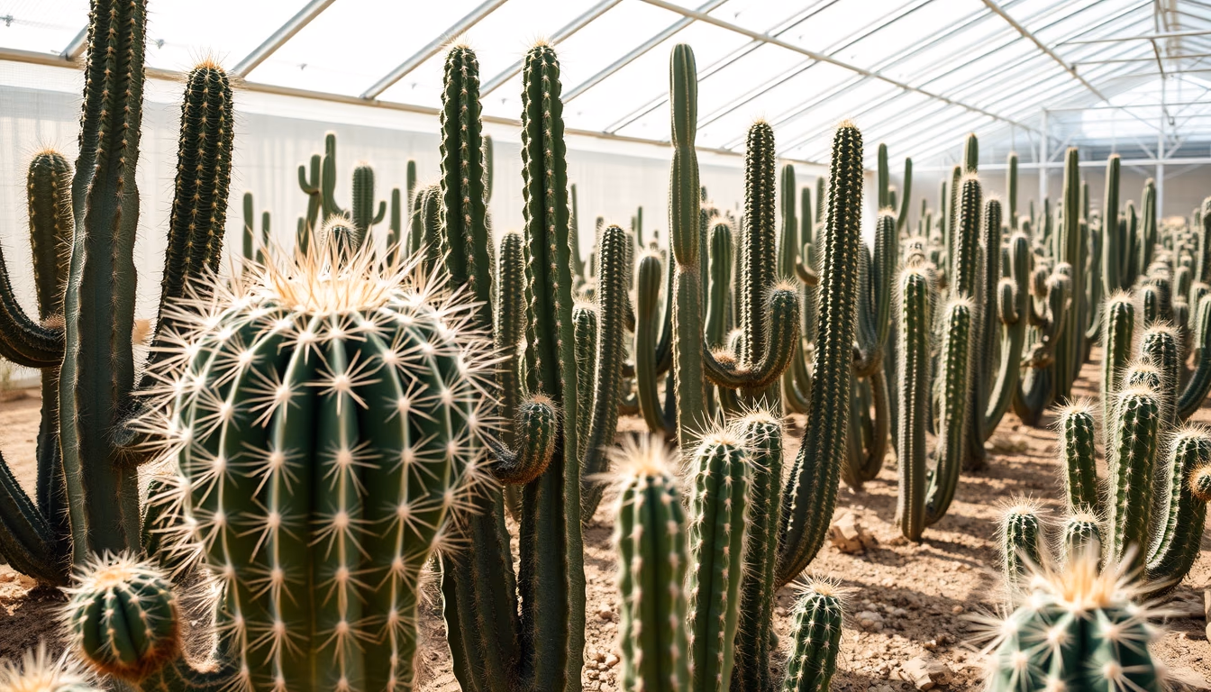cactus greenhouse desert in editorial style
