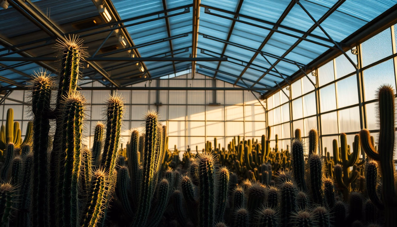 cactus greenhouse desert in editorial style