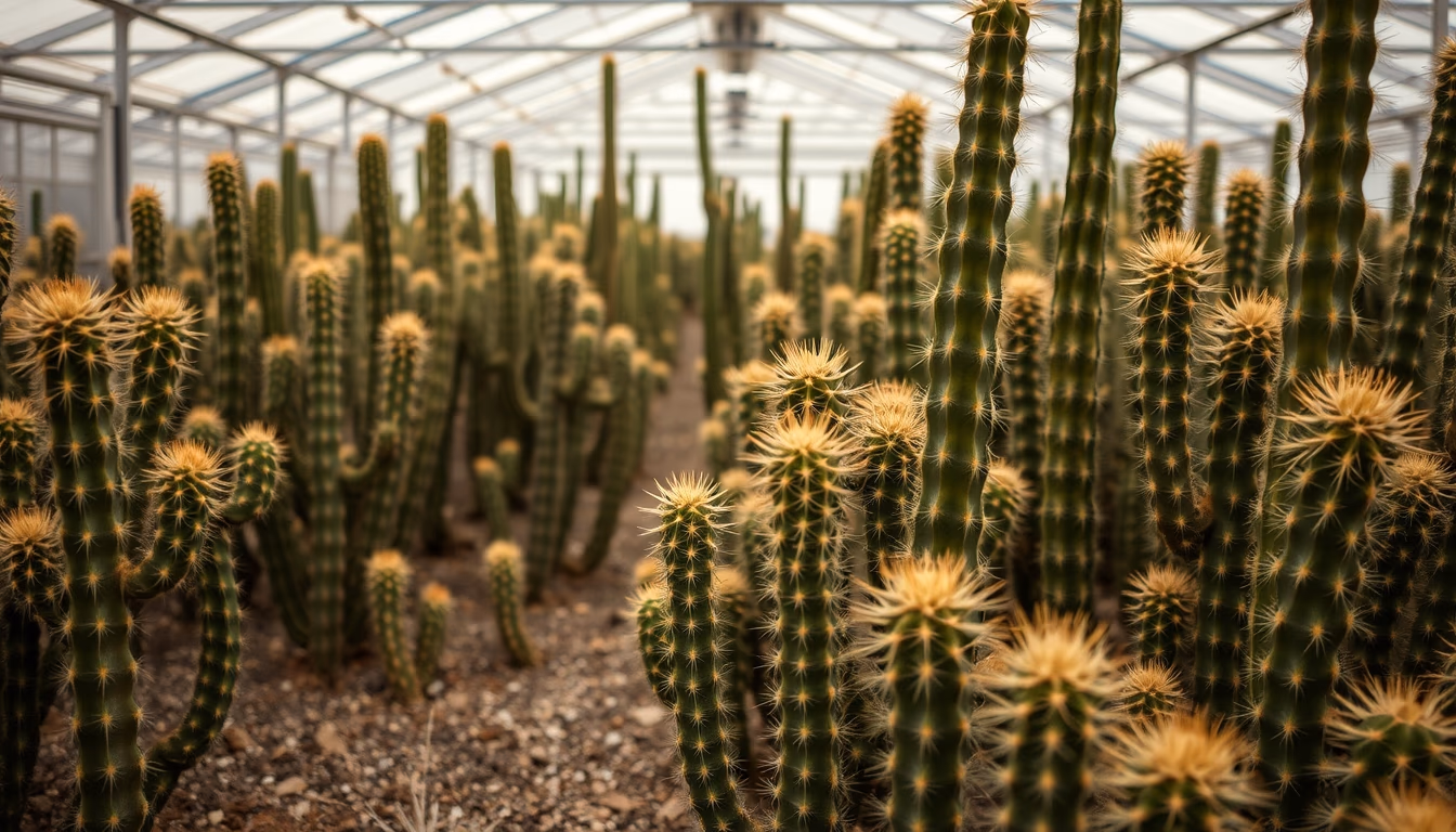 cactus greenhouse desert in editorial style