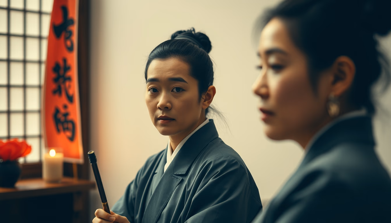 calligraphy ink brush in editorial style