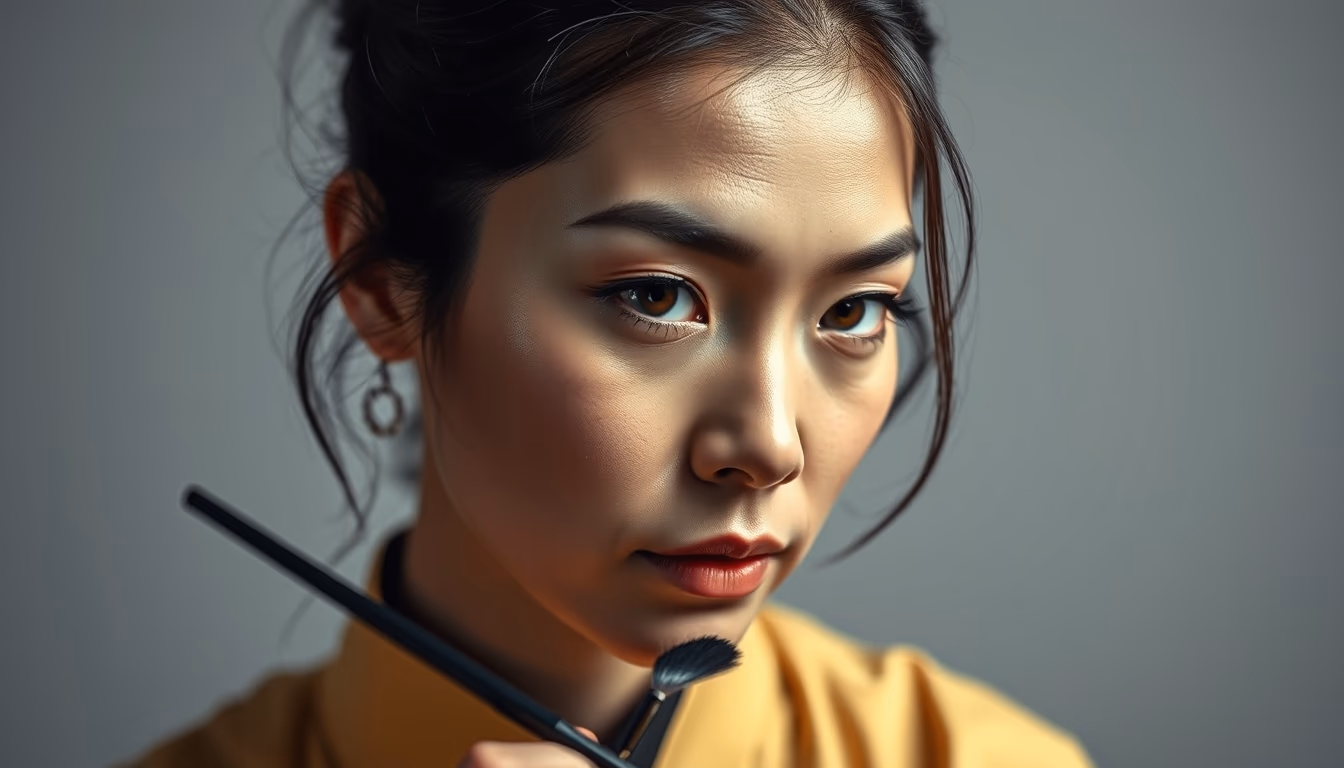 calligraphy ink brush in editorial style