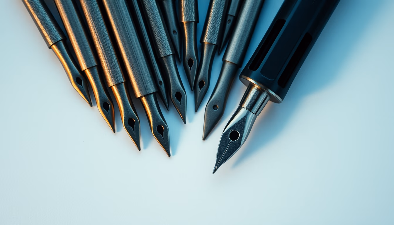 calligraphy nibs collection in editorial style