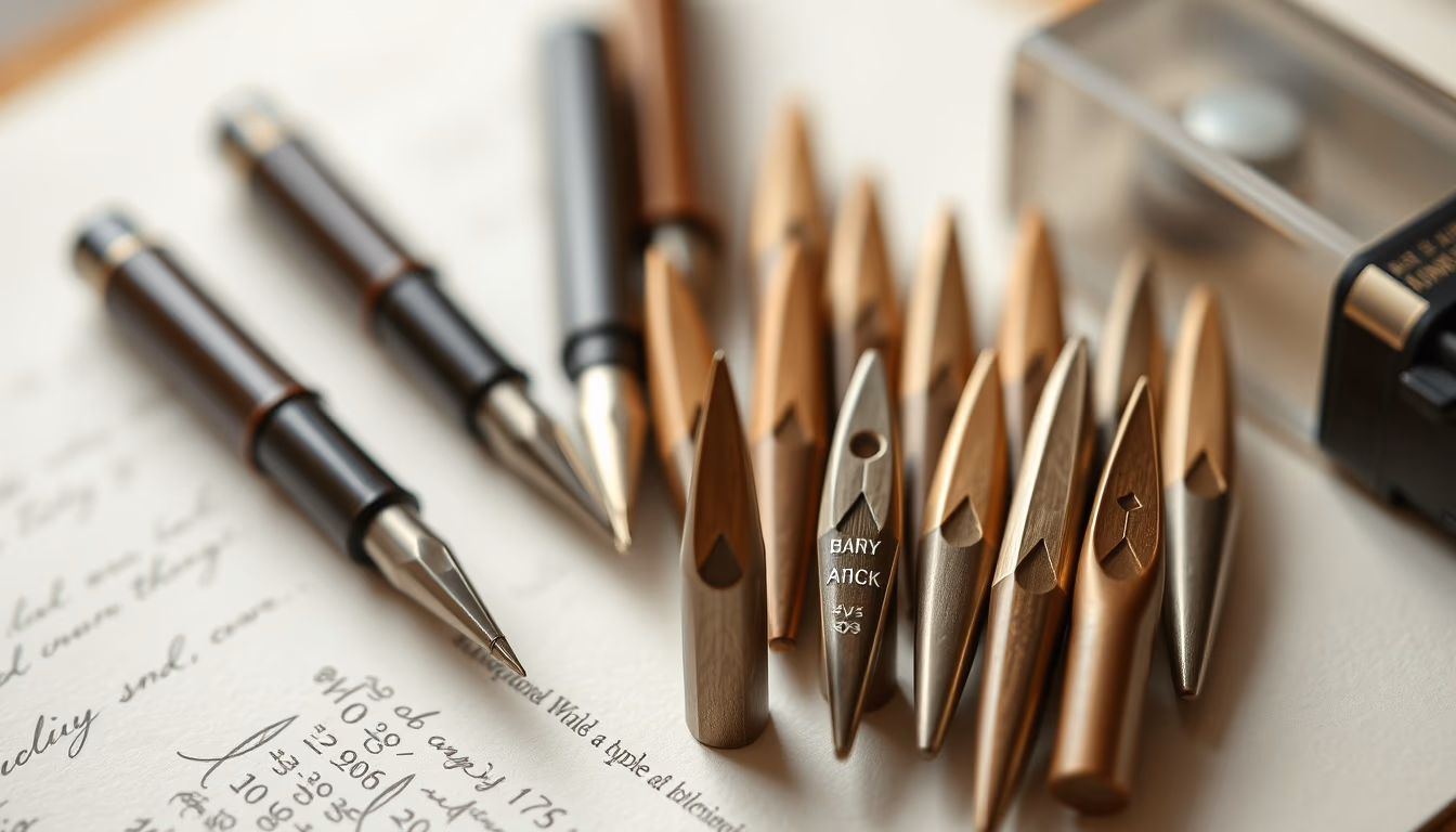 calligraphy nibs collection in editorial style