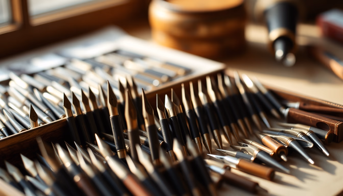 calligraphy nibs collection in editorial style