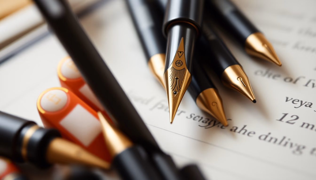 calligraphy nibs collection in editorial style