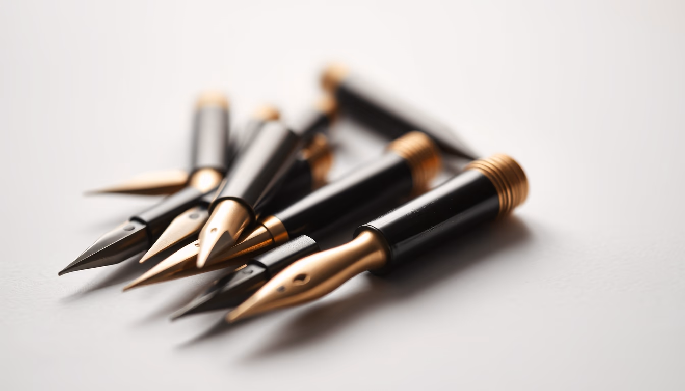 calligraphy nibs collection in editorial style