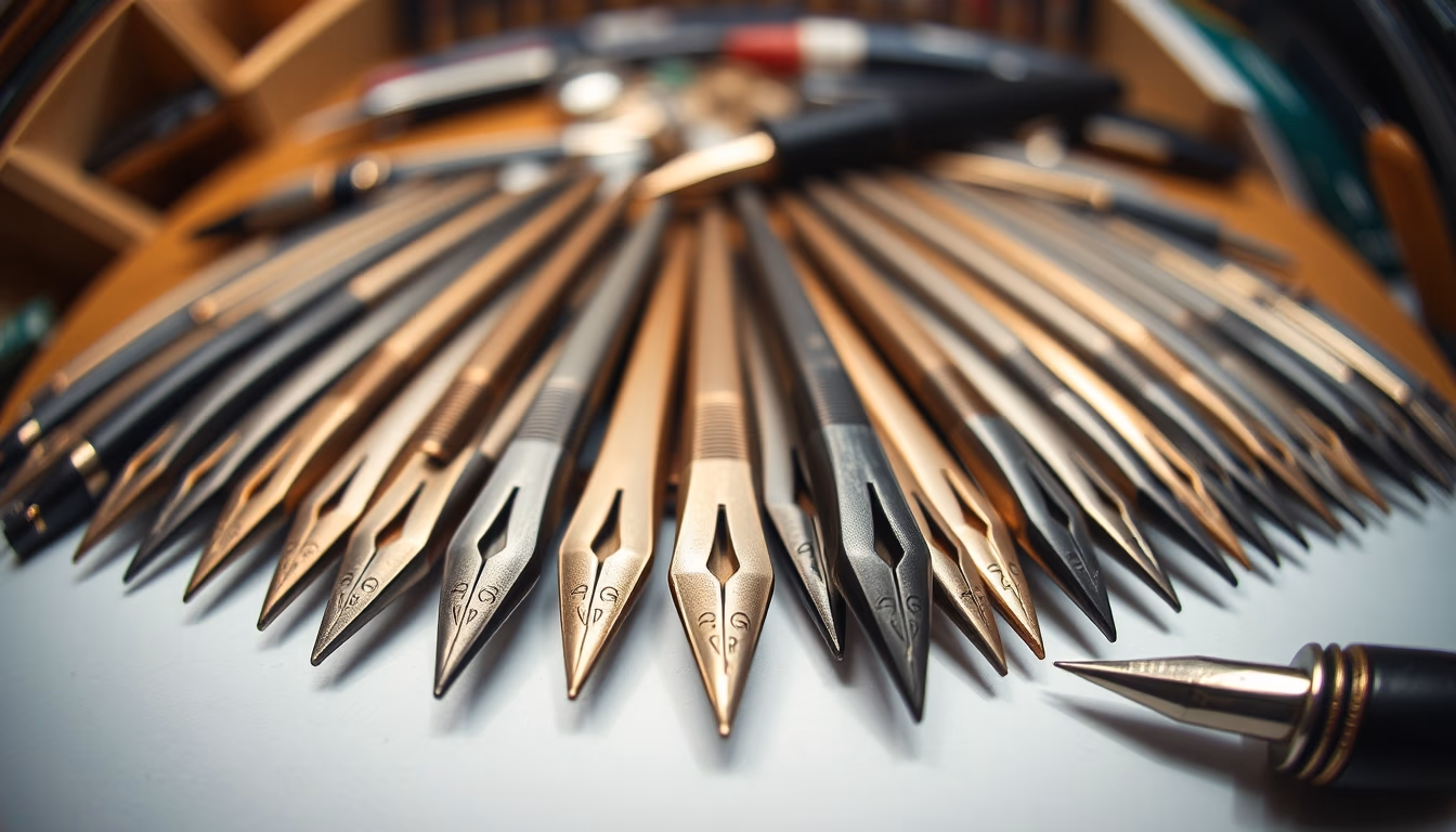 calligraphy nibs collection in editorial style