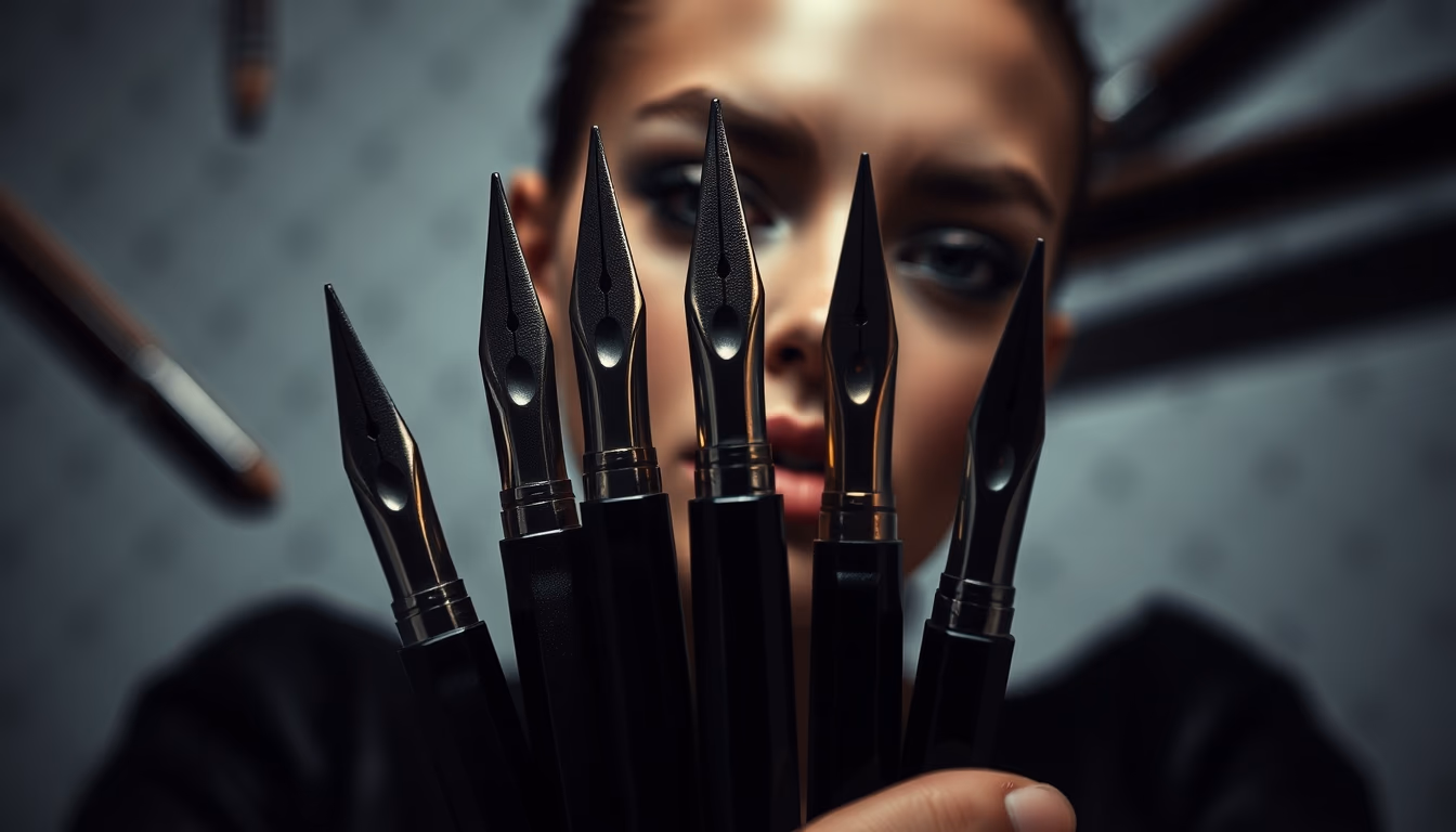 calligraphy nibs collection in editorial style