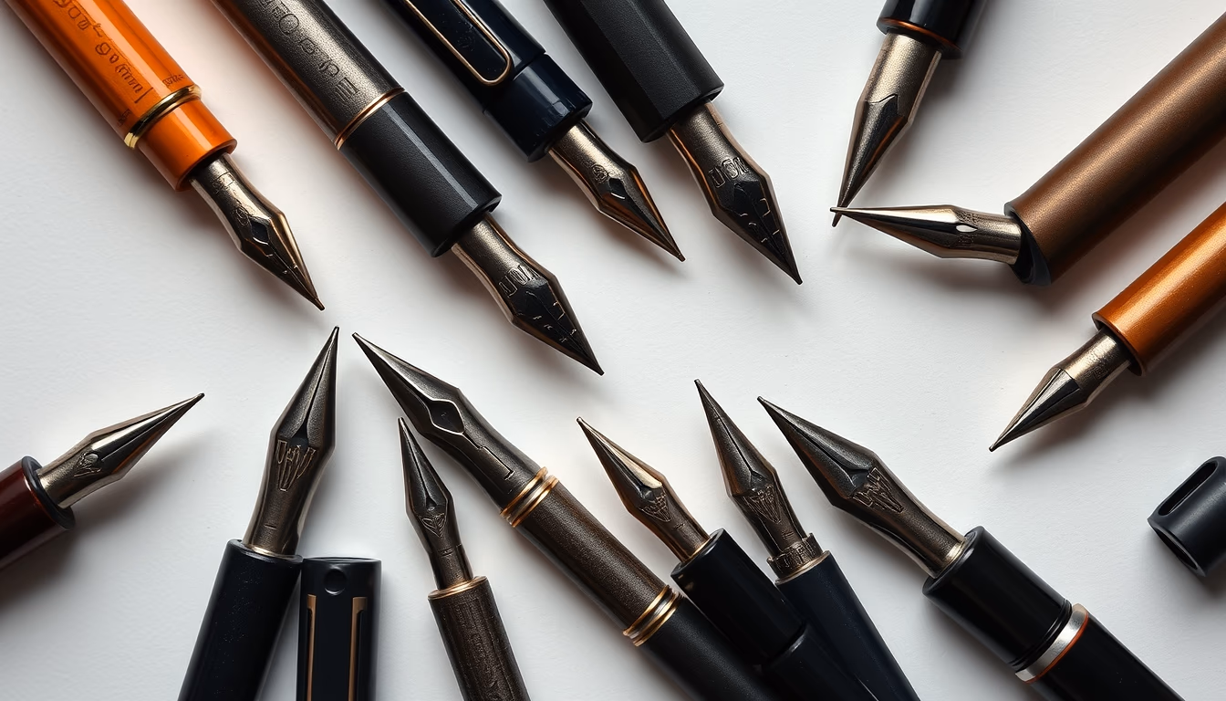 calligraphy nibs collection in editorial style