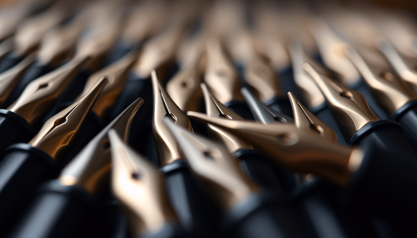 calligraphy nibs collection in editorial style