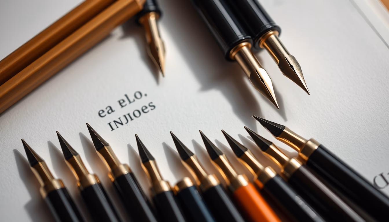 calligraphy nibs collection in editorial style