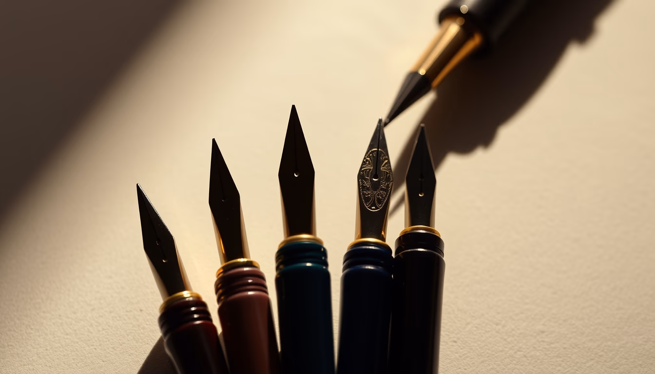 calligraphy nibs collection in editorial style