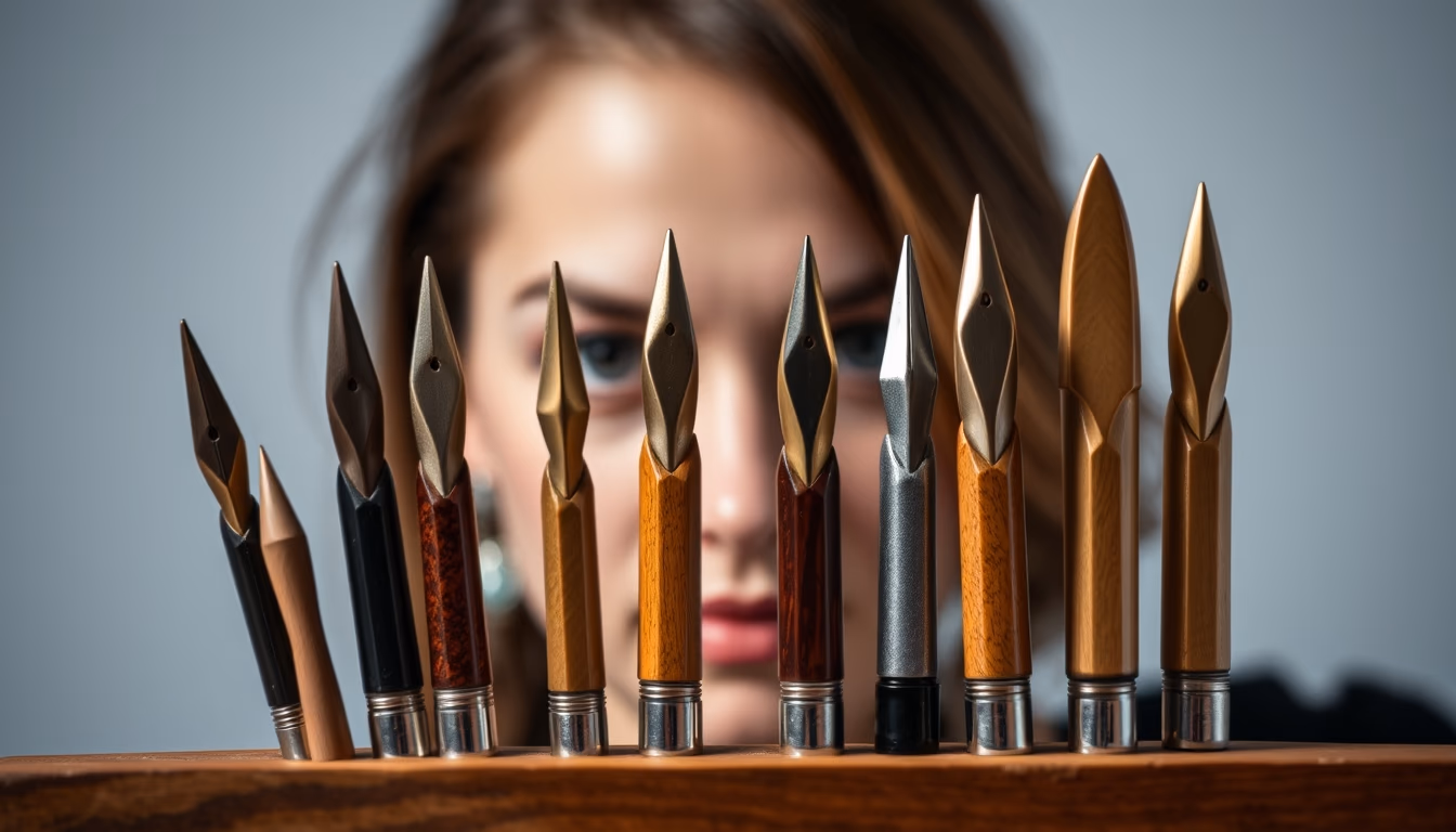 calligraphy nibs collection in editorial style