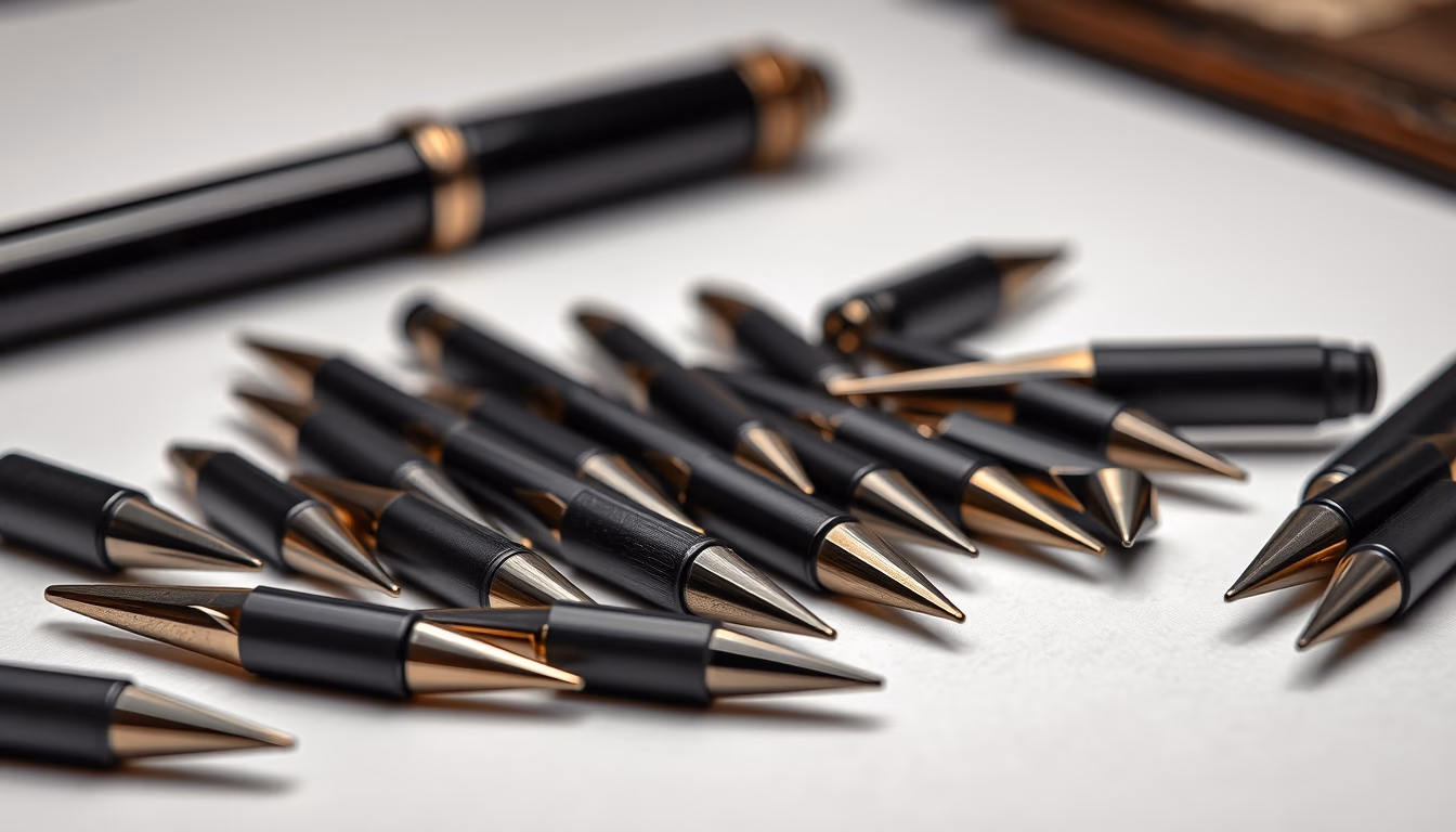 calligraphy nibs collection in editorial style