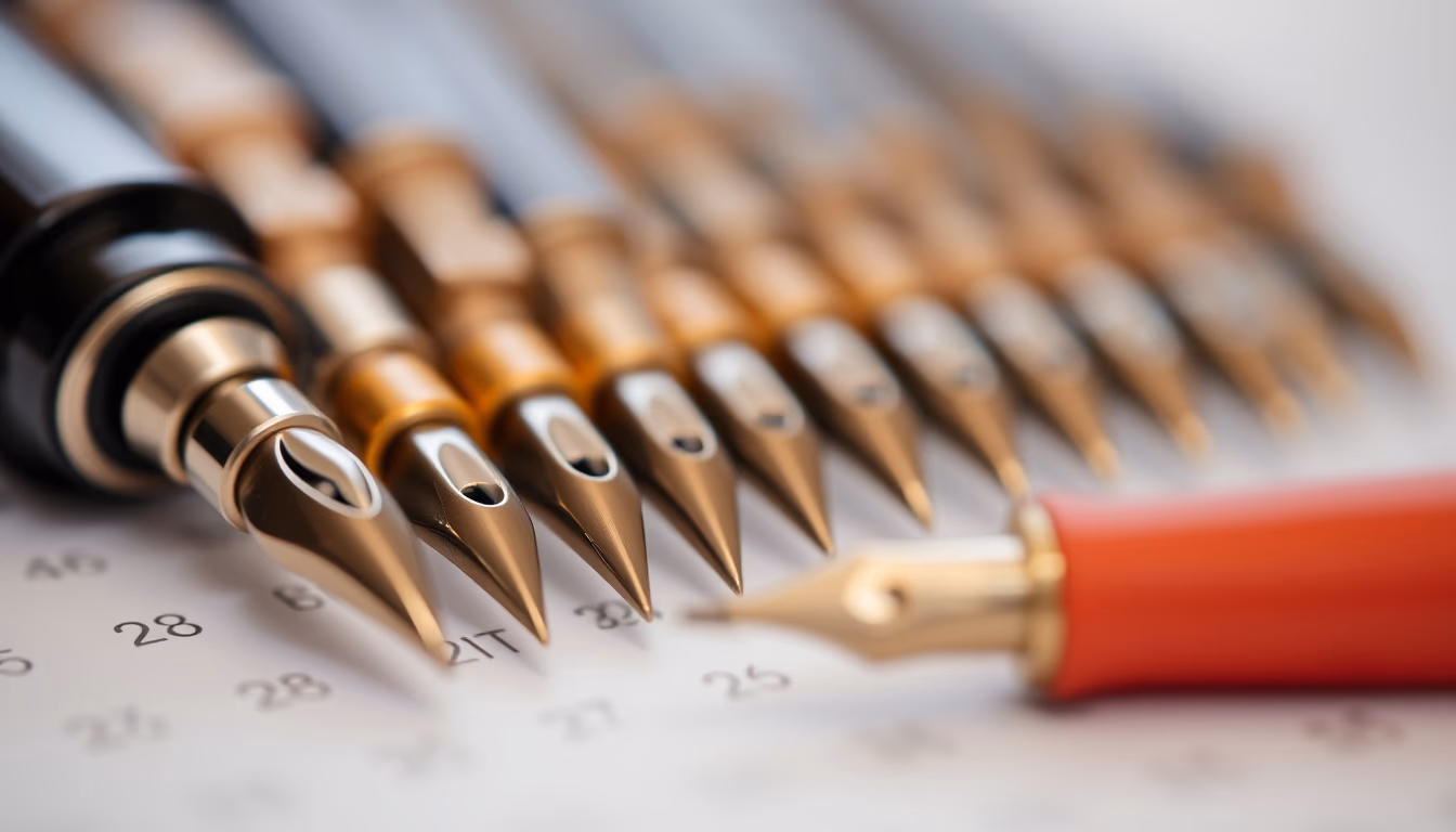 calligraphy nibs collection in editorial style