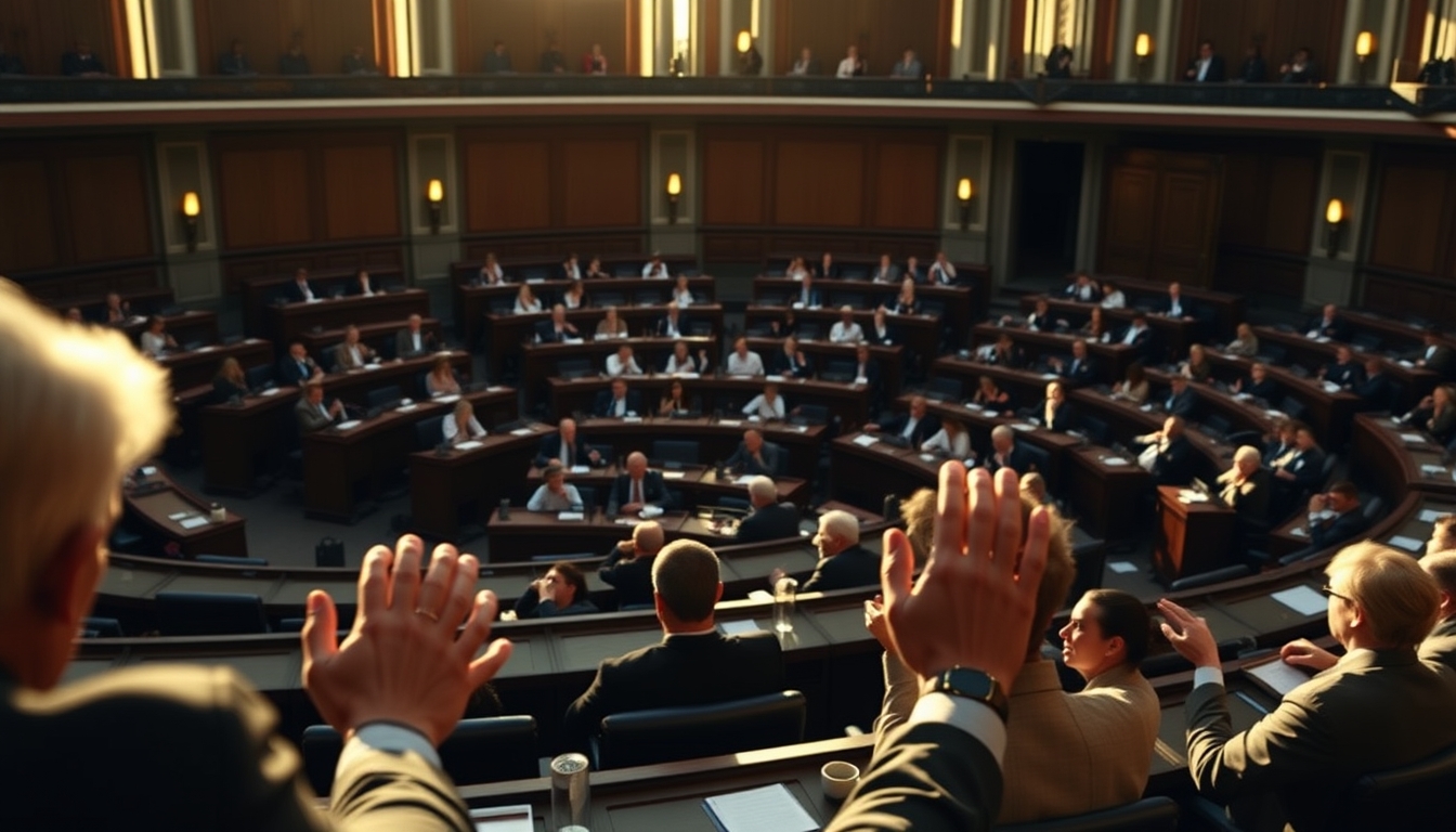 Chamber of Deputies plenary during a session vote in editorial style