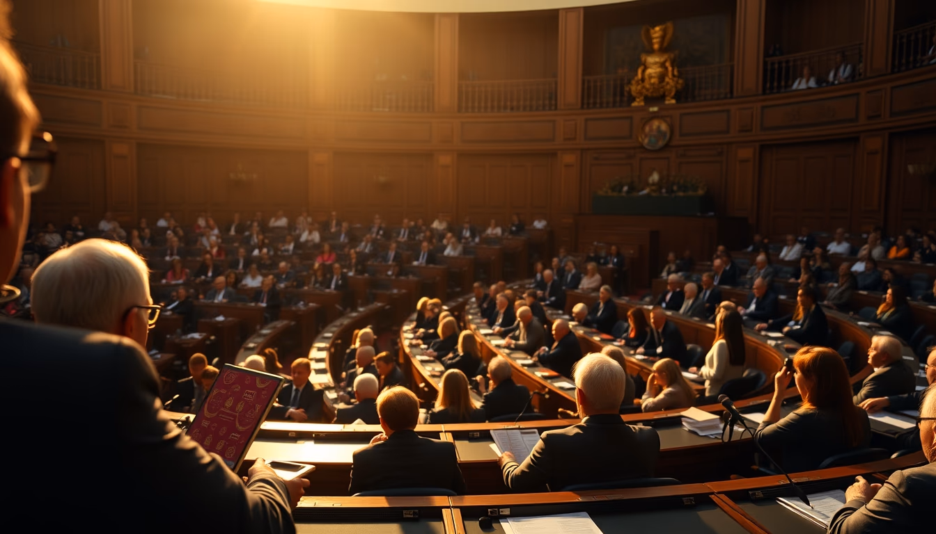 Chamber of Deputies plenary during a session vote in editorial style